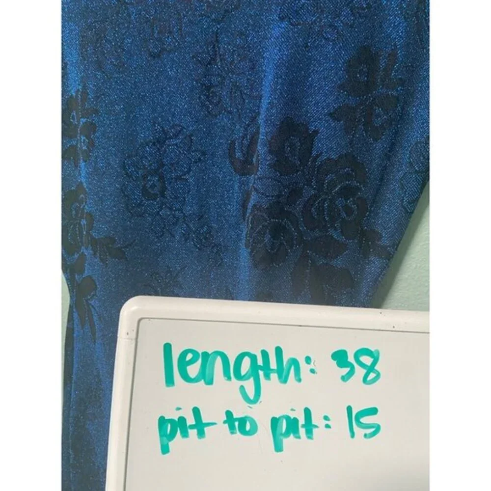 Vintage All That Jazz Women's Clinched Blue and‎ Black Floral Dress Size 7